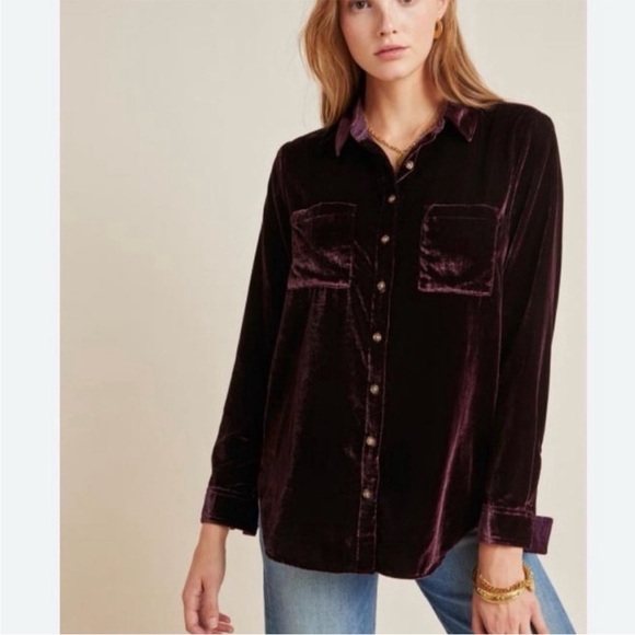 Maeve Tops - Maeve Anthropologie Velvet Button-Up Shirt